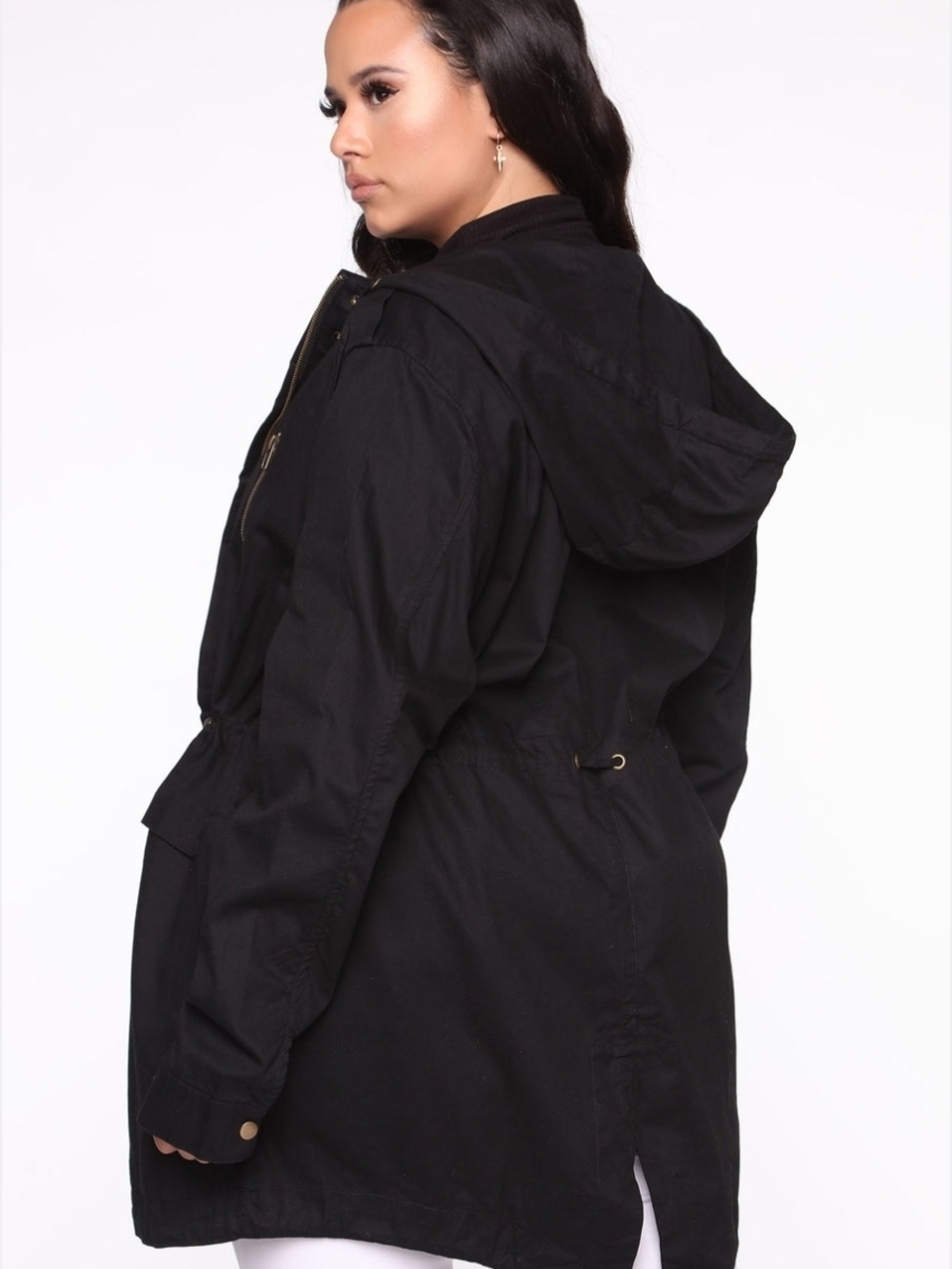 Black Hooded Anorak Jacket - Women